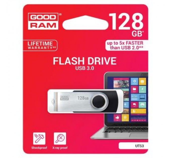 Goodram USB флеш накопичувач Goodram 128GB UTS3 Twister Black USB 3.0 (UTS3-1280K0R11)