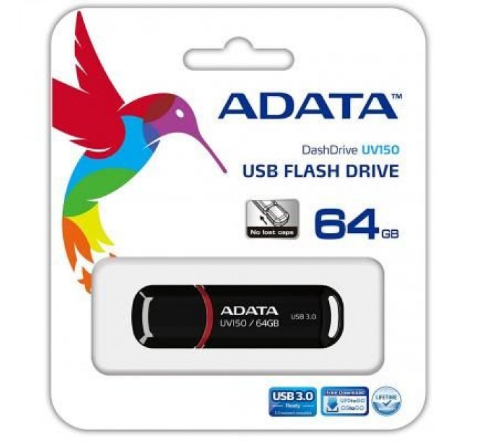 ADATA USB флеш накопичувач ADATA 64GB UV150 Black USB 3.0 (AUV150-64G-RBK)
