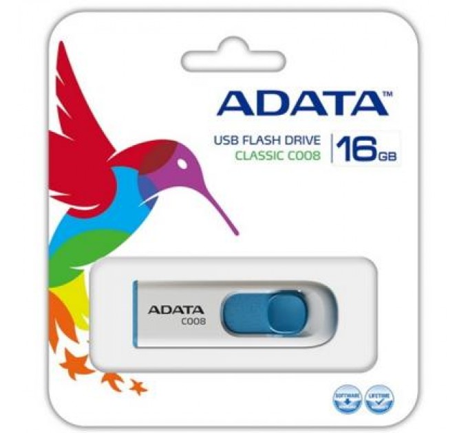 ADATA USB флеш накопичувач ADATA 16GB C008 White USB 2.0 (AC008-16G-RWE)
