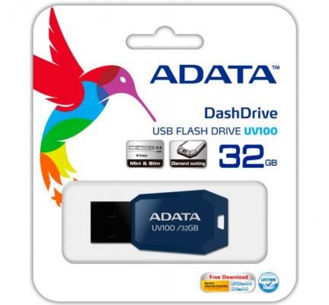 ADATA USB флеш накопичувач ADATA 32GB DashDrive UV100 Blue USB 2.0 (AUV100-32G-RBL)