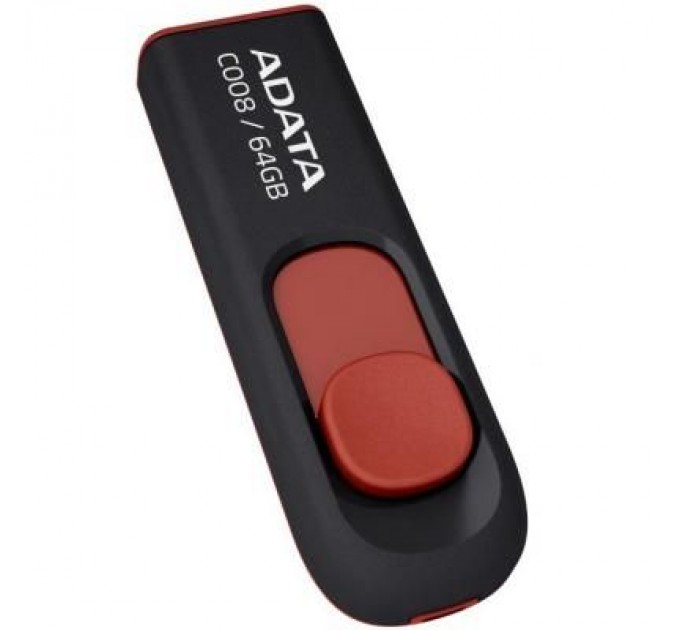 ADATA USB флеш накопичувач ADATA 64GB C008 Black+Red USB 2.0 (AC008-64G-RKD)