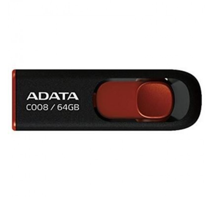 ADATA USB флеш накопичувач ADATA 64GB C008 Black+Red USB 2.0 (AC008-64G-RKD)