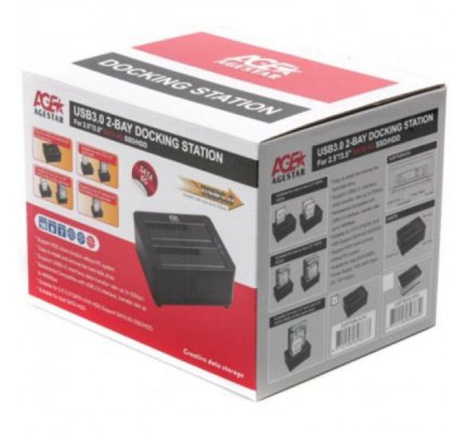 AgeStar Док-станція для накопичувачів AgeStar 3UBT8 (Black)