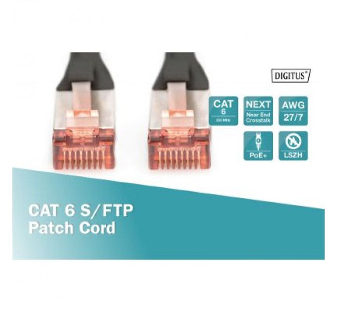 Digitus Патч-корд 0.25м, CAT 6 S-FTP, AWG 27/7, LSZH, Black Digitus (DK-1644-0025/BL)