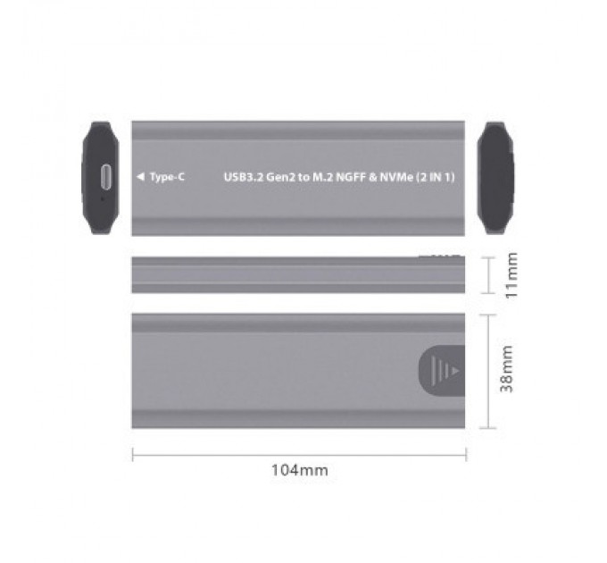 Dynamode Кишеня зовнішня Dynamode M.2 SSD NVMe/SATA combo USB3.2 GEN2 USB-C (DM-CAD-SSD05)