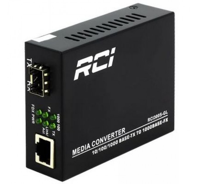 RCI Медіаконвертер RCI 1G, SFP slot, RJ45, standart size metal case (RCI300S-GL)