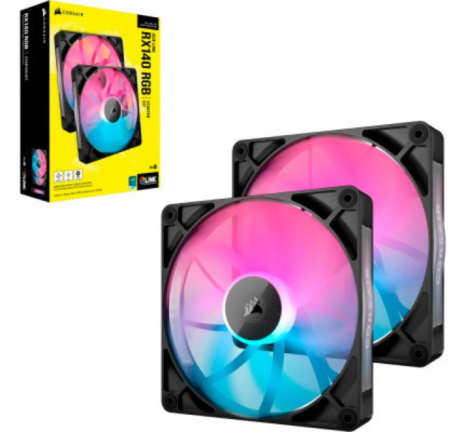 Corsair Кулер до корпусу Corsair iCUE Link RX140 RGB PWM Dual Pack (CO-9051020-WW)