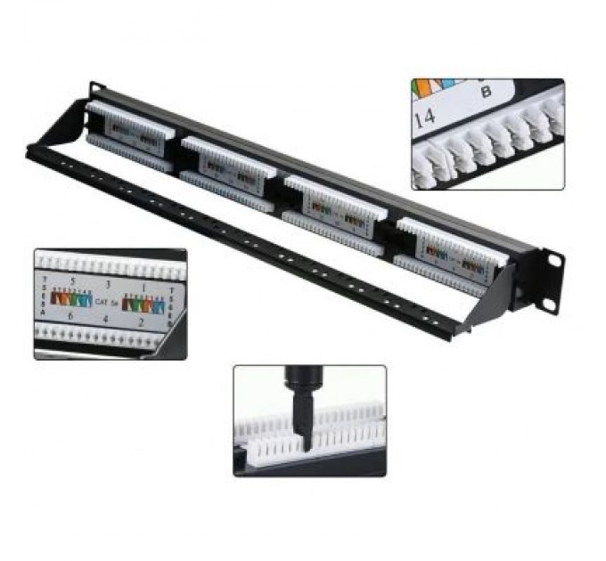Hypernet Патч-панель Hypernet 19" 24 порта UTP cat.6 з менеджментом кабеля (PP-KUTP6-24-NM-CM)
