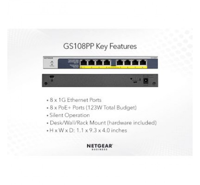 Netgear Комутатор мережевий Netgear GS108PP-100EUS