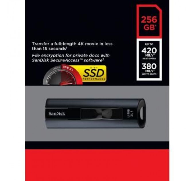 SanDisk USB флеш накопичувач SanDisk 256GB Extreme Pro Black USB 3.1 (SDCZ880-256G-G46)