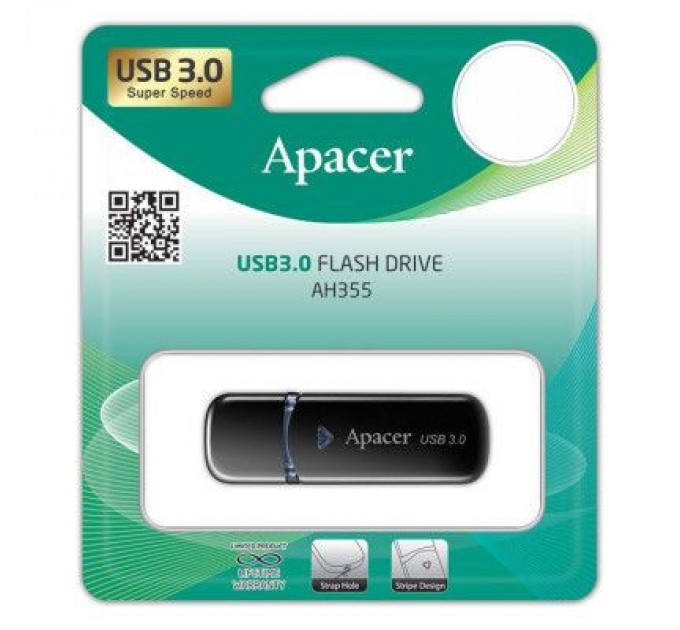 Apacer USB флеш накопичувач Apacer 32GB AH355 Black USB 3.0 (AP32GAH355B-1)