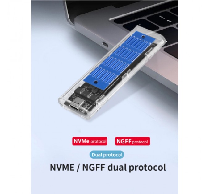 Dynamode Кишеня зовнішня Dynamode M.2 SSD NVMe/SATA combo ч-з USB3.2 GEN2 Type-C (DM-CAD-SSD09)