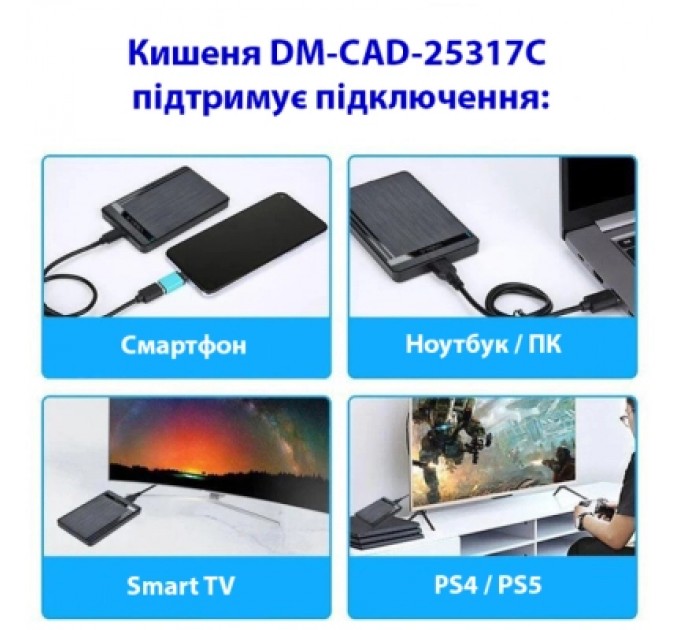 Dynamode Кишеня зовнішня Dynamode 2.5" SATA/SSD HDD - USB 3.1 Type-C (DM-CAD-25317C)