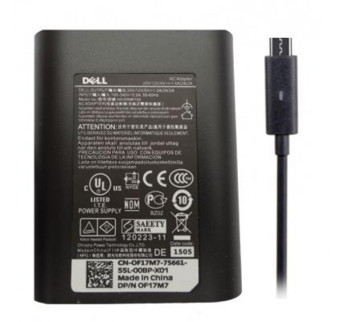 Dell Блок живлення до ноутбуку Dell 45W 20V, 2.25A + 5V, 2A, разъем USB Type C, Oval-корпус (LA45NM150 / A40217)