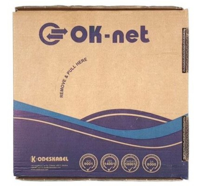 OK-Net Кабель мережевий OK-Net UTP 100м cat.5e (U/UTP-cat.5E) (КПВ-ВП (100) 4х2х0,49 / 100)