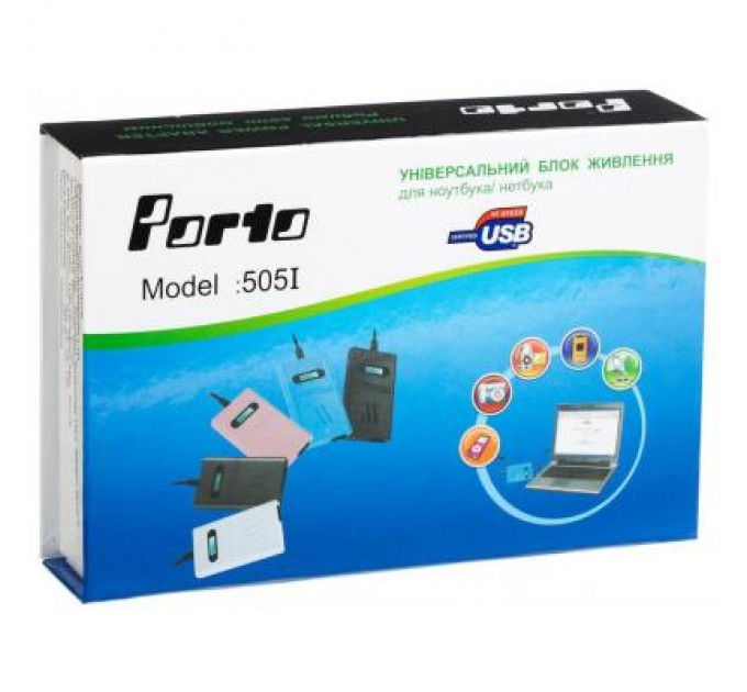 Porto Блок живлення до ноутбуку Porto 70W, DC 15-24V (регулируемый), 4A max, + USB 5V,1A (MN-505I)