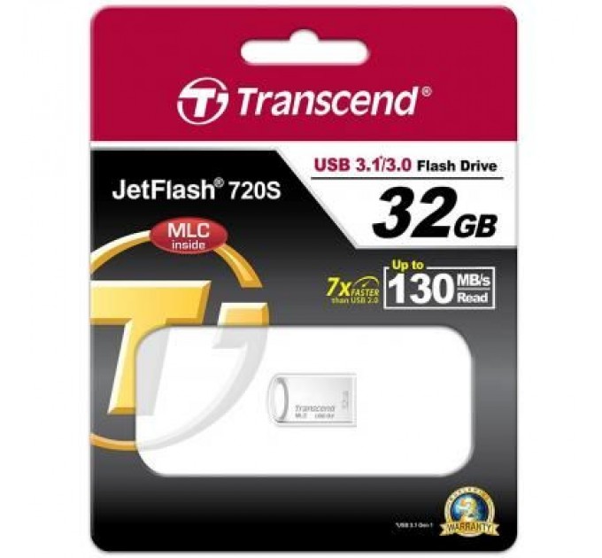 Transcend USB флеш накопичувач Transcend 32GB JetFlash 720 Silver Plating USB 3.1 (TS32GJF720S)