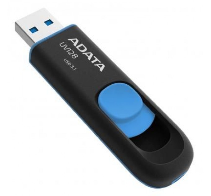 ADATA USB флеш накопичувач ADATA 128GB UV128 Black/Blue USB 3.1 (AUV128-128G-RBE)