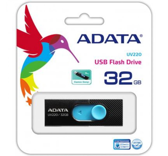 ADATA USB флеш накопичувач ADATA 32GB UV320 Black/Blue USB 3.1 (AUV320-32G-RBKBL)