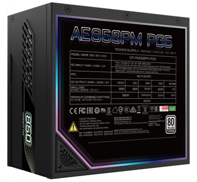GIGABYTE Блок живлення GIGABYTE 850W (GP-AE850PM PG5)