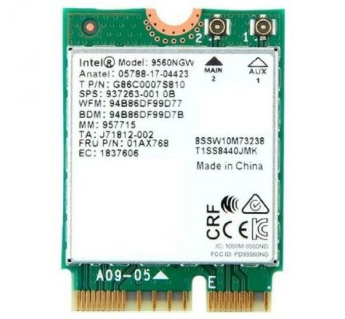 INTEL Мережева карта INTEL Wireless-AC 9560 802.11ac, PCIe, USB, M.2 1216 (9560.D2W)