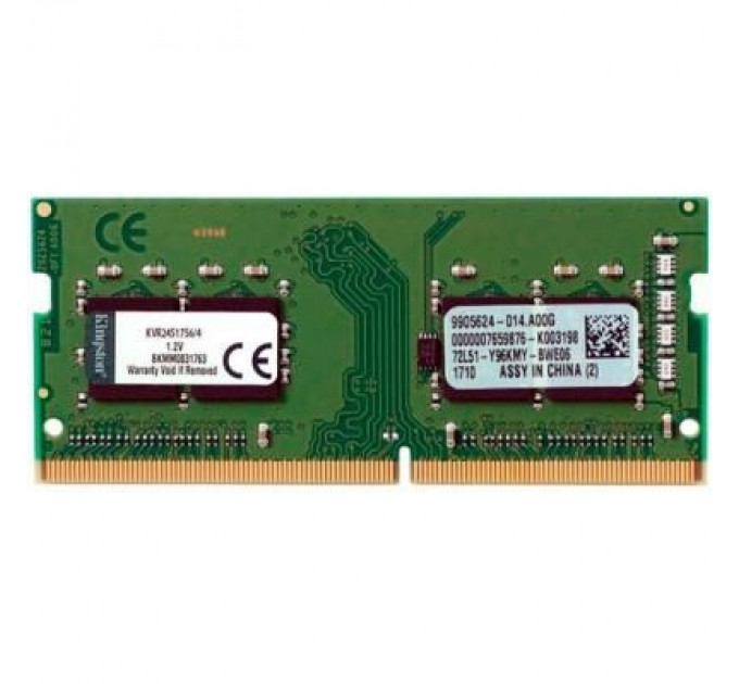Kingston Модуль пам'яті для ноутбука SoDIMM DDR4 4GB 2400 MHz Kingston (KVR24S17S6/4)
