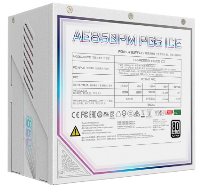 GIGABYTE Блок живлення GIGABYTE 850W (GP-AE850PM PG5 ICE)