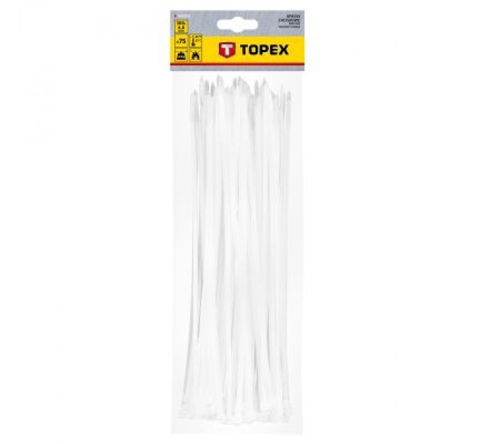 Topex Стяжка Topex біла, 4.8х300 мм, пластик, 75 шт. (44E979)