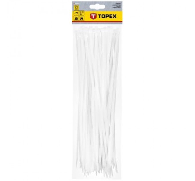 Topex Стяжка Topex біла, 4.8х370 мм, пластик, 75 шт. (44E981)