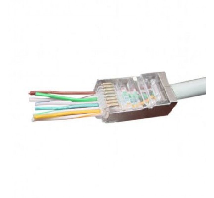 Cablexpert Конектор RJ45 cat.5e FTP 8P8C * 100 (наскрізні отв., позолоч. конт.) Cablexpert (LC-PTF-01/100)