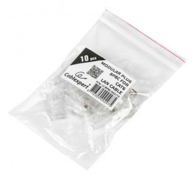 Cablexpert Конектор RJ45 cat.6 UTP 8P8C * 10 (позолоч. конт.) Cablexpert (LC-8P8C-002/10)