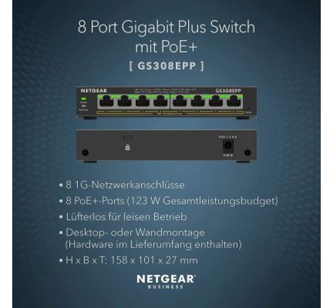 Netgear Комутатор мережевий Netgear GS308EPP-100PES