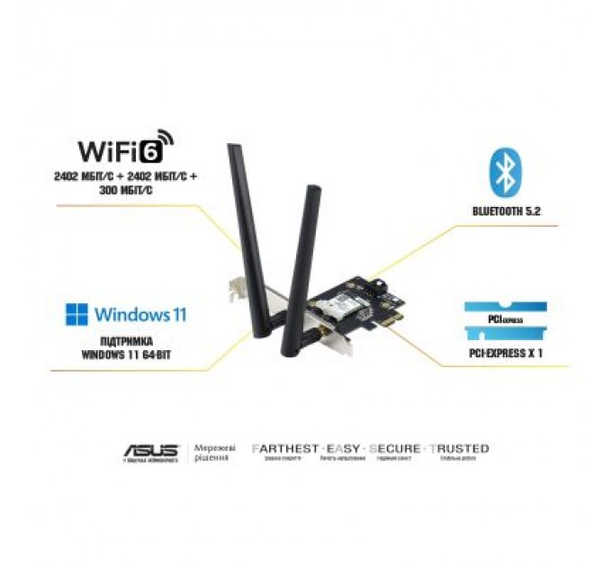 ASUS Мережева карта Wi-Fi ASUS PCE-AXE5400 (90IG07I0-ME0B10)