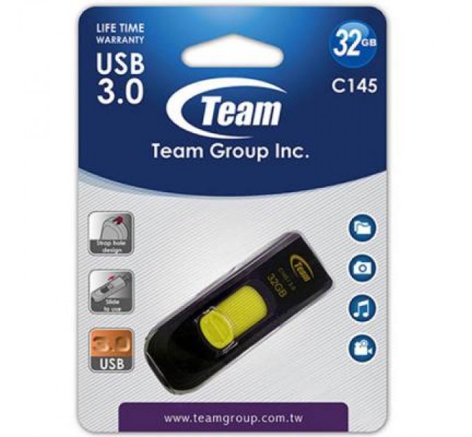 Team USB флеш накопичувач Team 32GB C145 Yellow USB 3.0 (TC145332GY01)