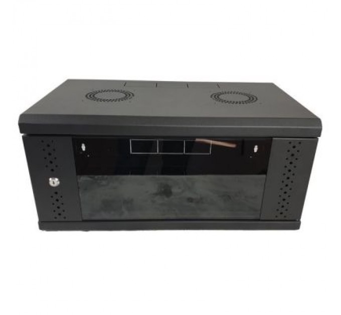 Eserver Шафа настінна Eserver 4U 19" 600х350х284 (Ш*Г*В), скло, чорна (ES-Е435B)