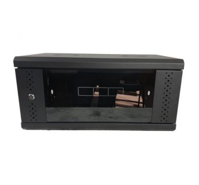 Eserver Шафа настінна Eserver 4U 19" 600х350х284 (Ш*Г*В), скло, чорна (ES-Е435B)