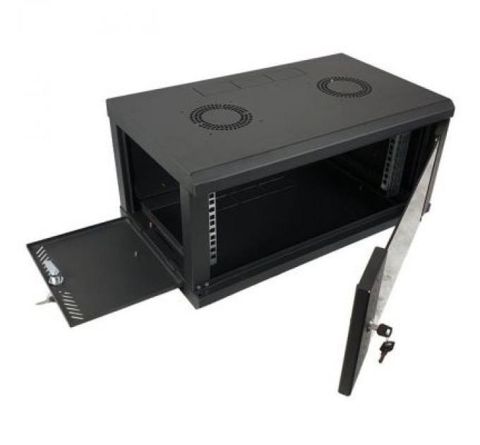 Eserver Шафа настінна Eserver 4U 19" 600х350х284 (Ш*Г*В), скло, чорна (ES-Е435B)