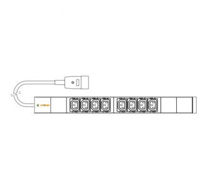 Conteg Силовий блок 19" 1U w/PDU 8 розеток IEC C13, вилка IEC320 C20, кабель 3м Conteg (IP-BA-C08C300016)