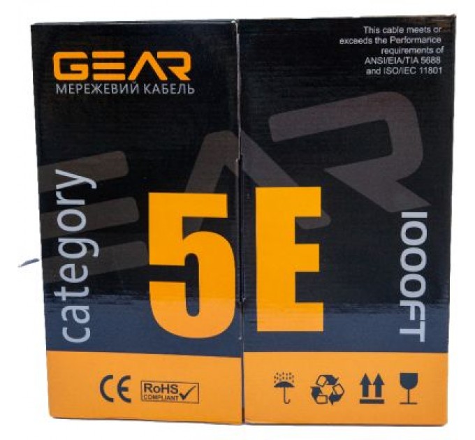 GEAR Кабель мережевий GEAR FTP 305м, cat.5e, CCA(25%), 4*2*0,51, PVC, indoor, blue (GEC-FTPCCA25051305)