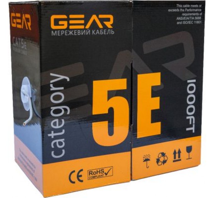 GEAR Кабель мережевий FTP 305м, cat.5e, CU, 4*2*0,51, PVC, indoor, blue GEAR (GEC-FTPCU051305)
