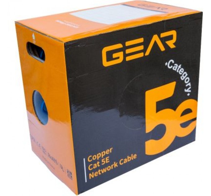 GEAR Кабель мережевий UTP 305м, cat.5e, CU, REELEX, 4*2*0,51, PVC, indoor, grey GEAR (GEC-UTPCUR051305)