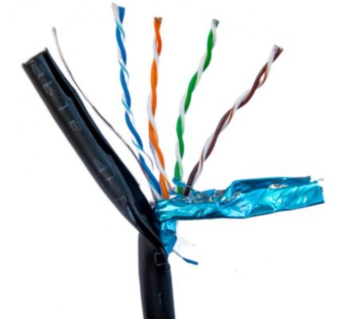 GEAR Кабель мережевий FTP 305м, cat.5e, CU, 4*2*0,51, PVC+PE, outdoor, black GEAR (GEC-FTPCUOUT051305)