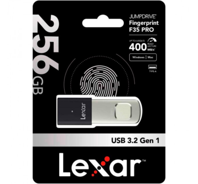 Lexar USB флеш накопичувач Lexar 256GB JumpDrive Fingerprint F35 Pro USB 3.2 (LJDF35P256G-RNBNG)