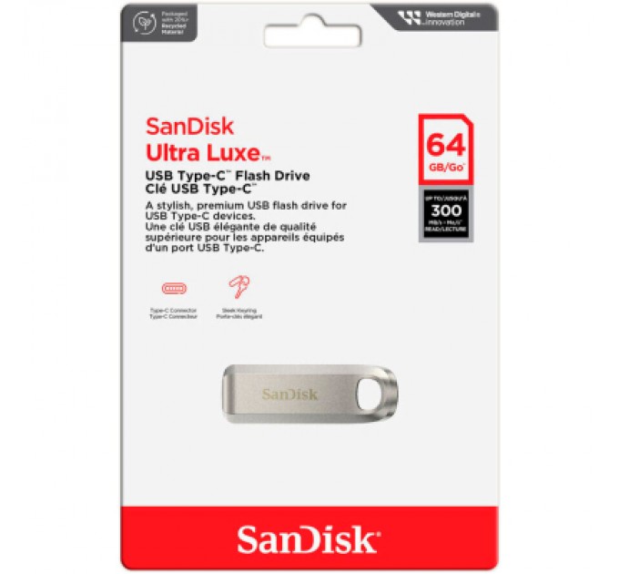 SanDisk USB флеш накопичувач SanDisk 64GB Ultra Luxe Type-C USB 3.2 (SDCZ75-064G-G46)