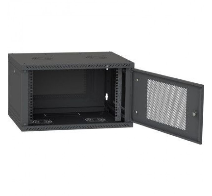 Ipcom Шафа настінна Ipcom 6U, 600*450, перфоровані дверцята, RAL9005 (СН-6U-060х045-ДП-9005)