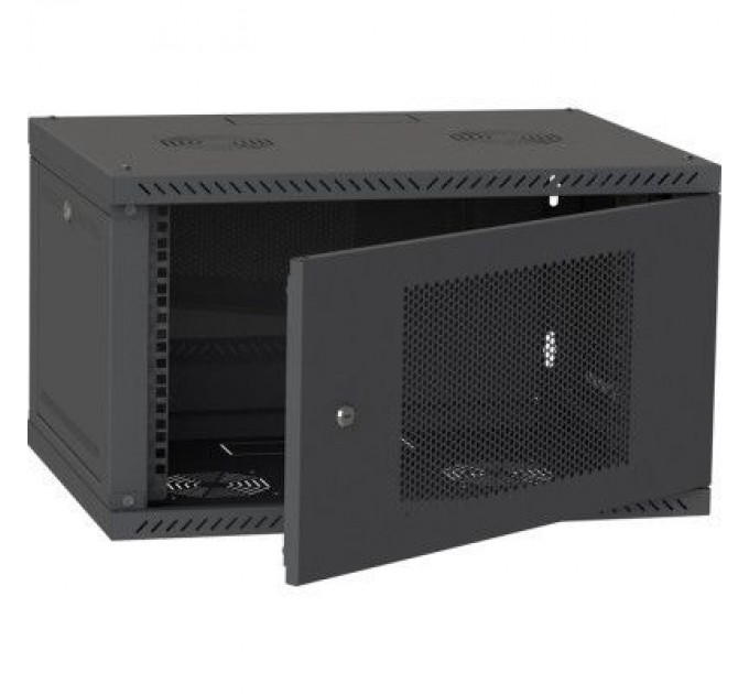 Ipcom Шафа настінна Ipcom 6U, 600*450, перфоровані дверцята, RAL9005 (СН-6U-060х045-ДП-9005)