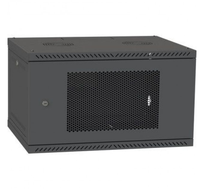 Ipcom Шафа настінна Ipcom 6U, 600*450, перфоровані дверцята, RAL9005 (СН-6U-060х045-ДП-9005)