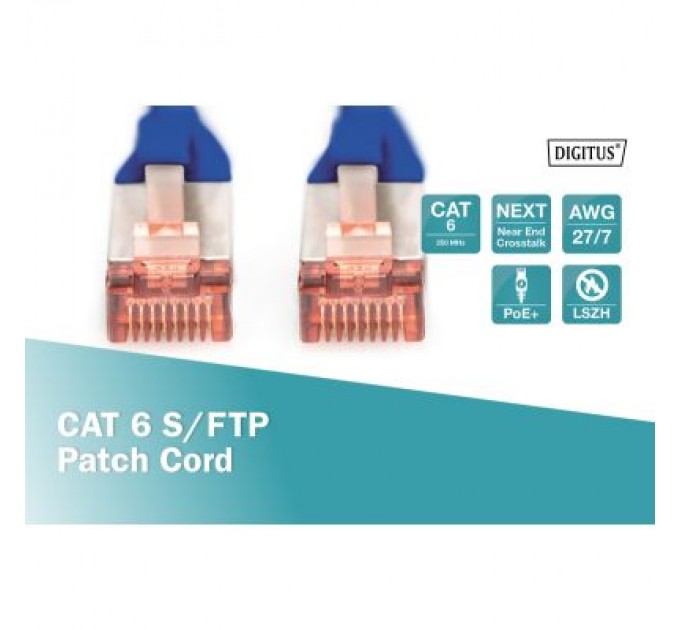 Digitus Патч-корд 10м, CAT 6 S-FTP, AWG 27/7, LSZH, blue Digitus (DK-1644-100/B)