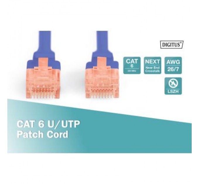 Digitus Патч-корд 10м, CAT 6 UTP, AWG 26/7, Cu, LSZH, blue Digitus (DK-1617-100/B)