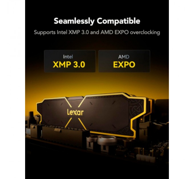 Lexar Модуль пам'яті для комп'ютера DDR5 32GB (2x16GB) 6000 MHz Thor Black Lexar (LD5U16G60C38LG-RGD)